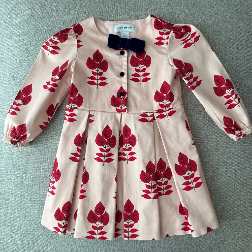 Petit Peony Girls Red 🍁 Print Dress